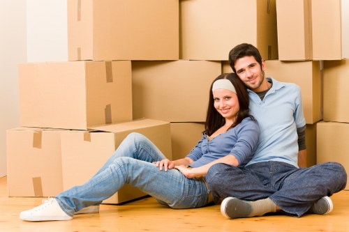 Packed household boxes prepared for local removals