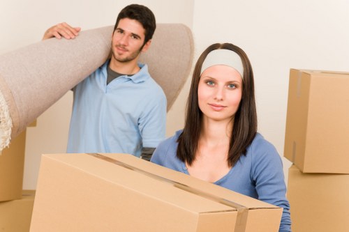 Packed boxes and furniture for a Swisscottage move