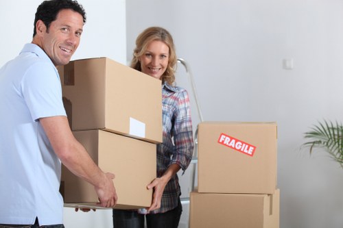 Professional moving team loading a van in Swisscottage